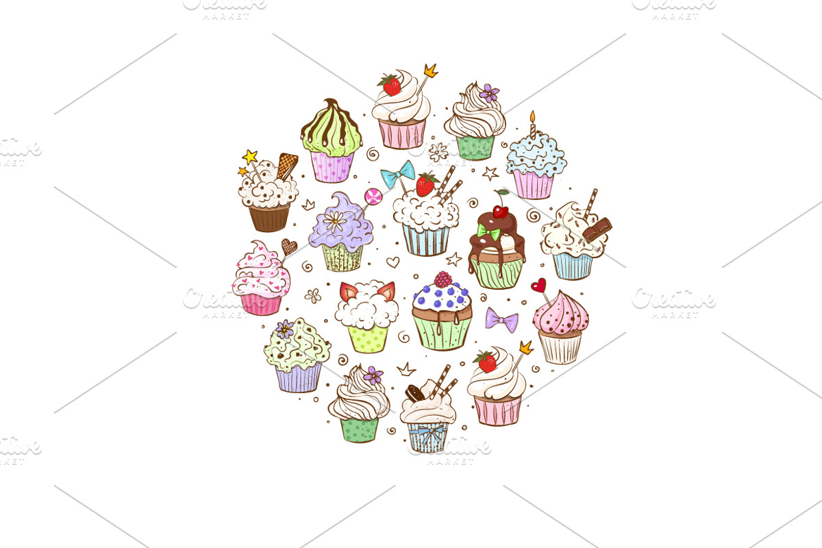 Doodle cupcakes, a Food Illustration by Elina_Li (Photo 6 of 8)