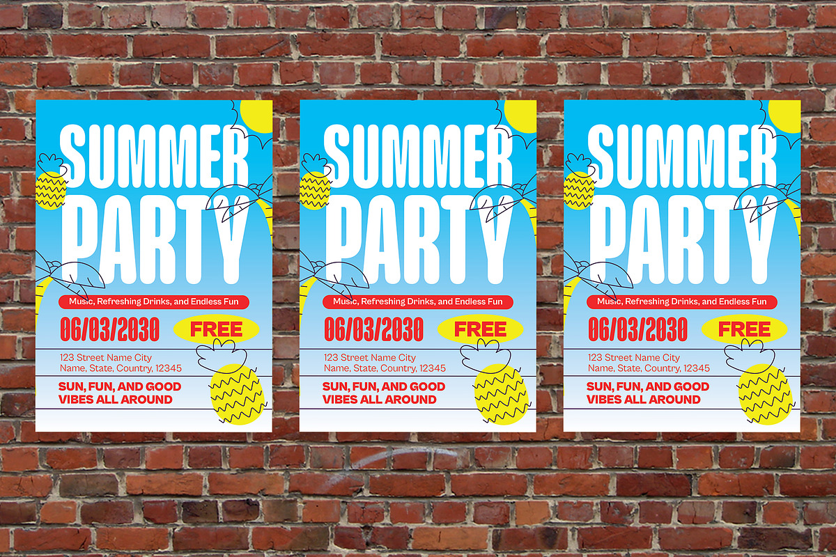 Geo Minimalism Summer Party Flyer, a Flyer Template by Aiyari Graphic (Photo 3 of 3)