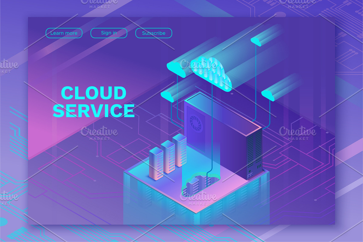 Cloud service 3d isometric set, a Background Graphic by Nadine's illustrations (Photo 1 of 4)