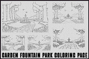 Garden Fountain Coloring Pages, an Illustration by jahid234 (Thumbnail 1 of 7)