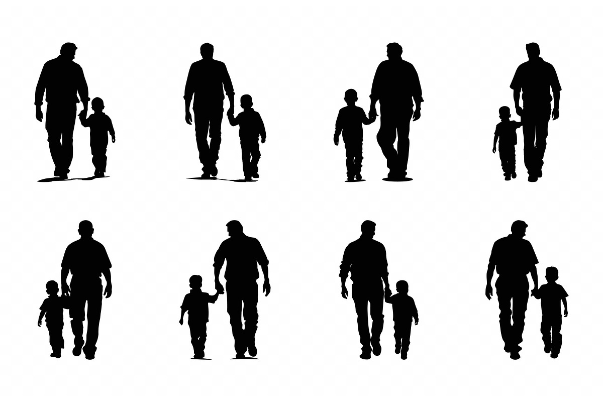 Father with Son walking Vector Set, a Person Illustration by Gfx Expert Team (Photo 3 of 3)