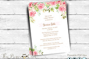 Watercolor Flowers shower invitation, an Invitation Template by ThePaperOwl (Thumbnail 2 of 3)