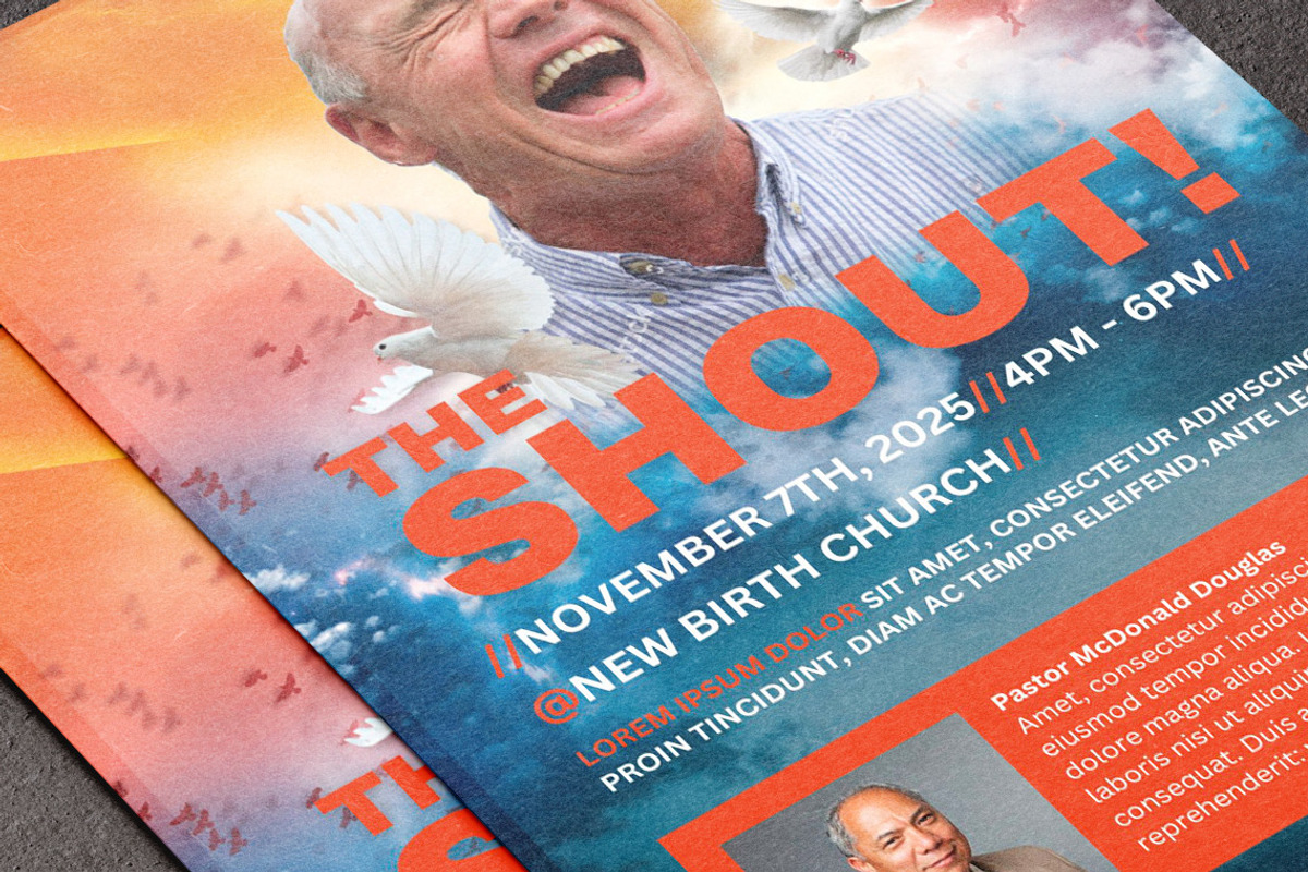 Shout Church Flyer Canva Template, a Flyer Template by loswl (Photo 5 of 5)
