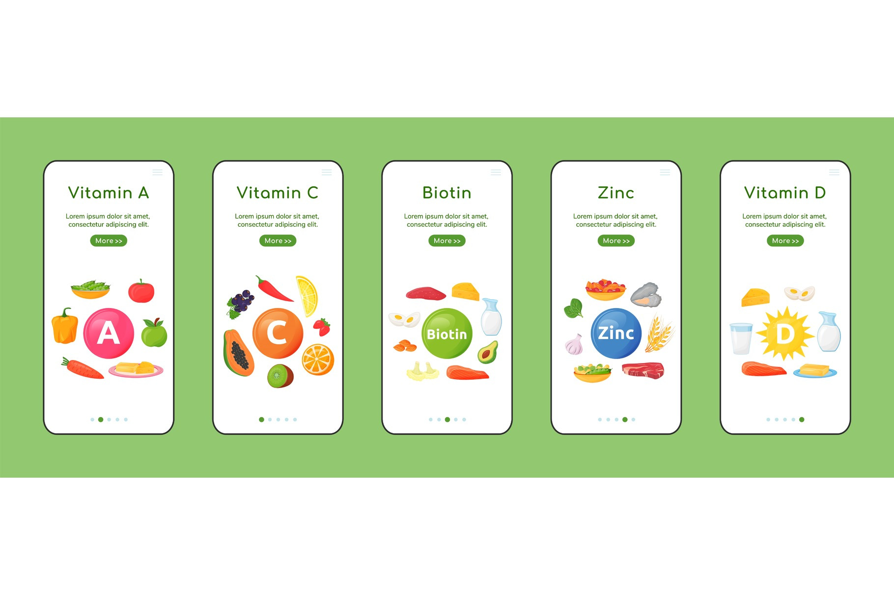 Vitamins And Minerals App Screen by Img Visuals Characters  Creative Market