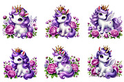 Cute Purple Unicorn Clipart, an Illustration by DreamArtGraphic (Thumbnail 3 of 5)