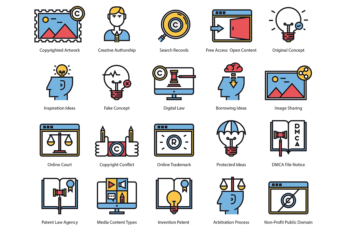 59 Law & Copyright Icons, an Outline Icon by Flat Icons (Photo 2 of 7)