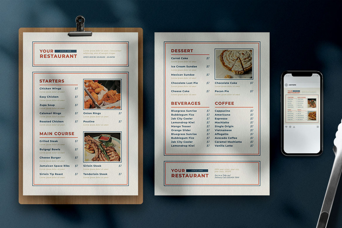 Modern Food Menu Set, a Print Template by The Savory Directors (Photo 3 of 4)