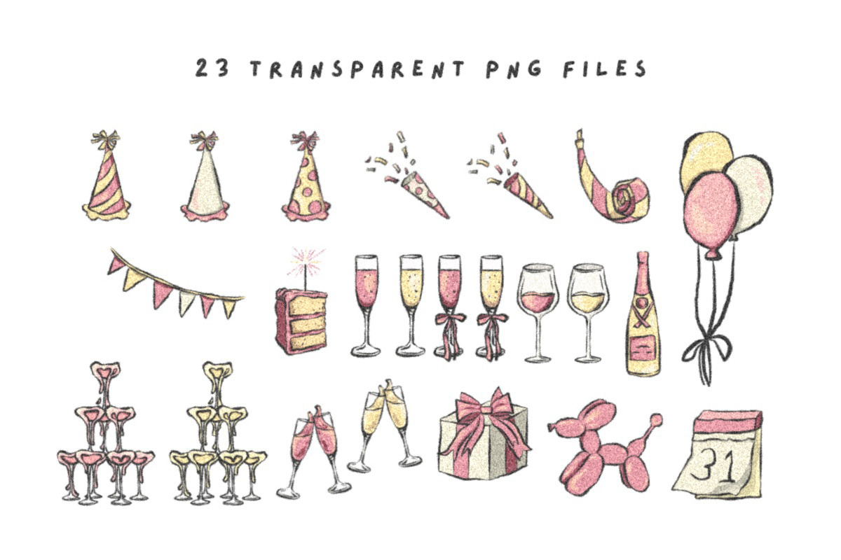 Hand Drawn New Year Pink Whimsical, a Decorative Illustration by CraftingOnSunday (Photo 2 of 3)