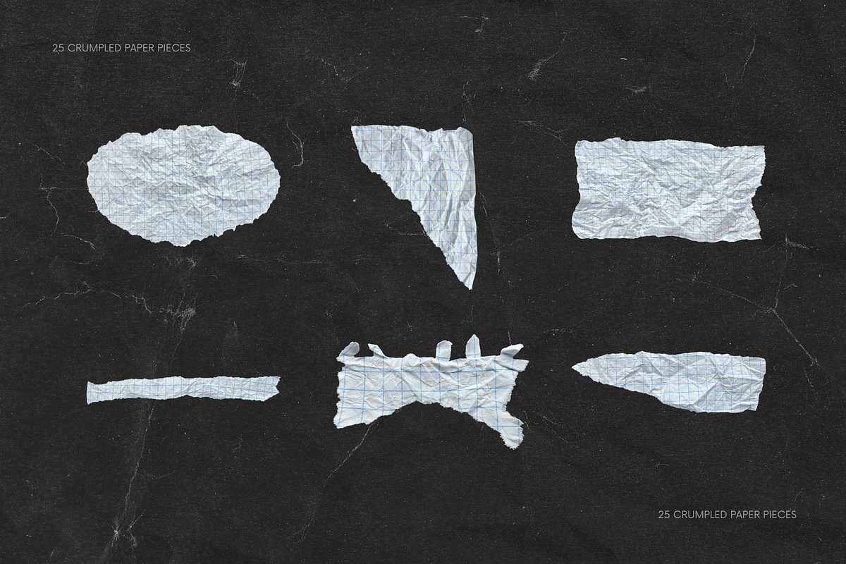 25 Ripped Crumpled Paper Pieces, a Texture Graphic by Ksuview