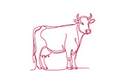 Cow Line Art Vector Illustration set, an Animal Illustration by MkStudio (Thumbnail 2 of 4)