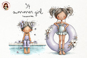 Summer Girl PNG Clipart Bundle, a Person Illustration by Nicolle's Colorful Art (Thumbnail 1 of 5)