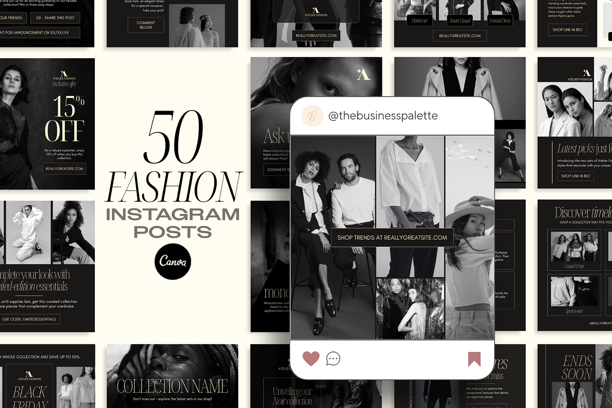 50 Fashion Instagram Posts, a Social Media Template by Creatif Foundry (Photo 1 of 7)