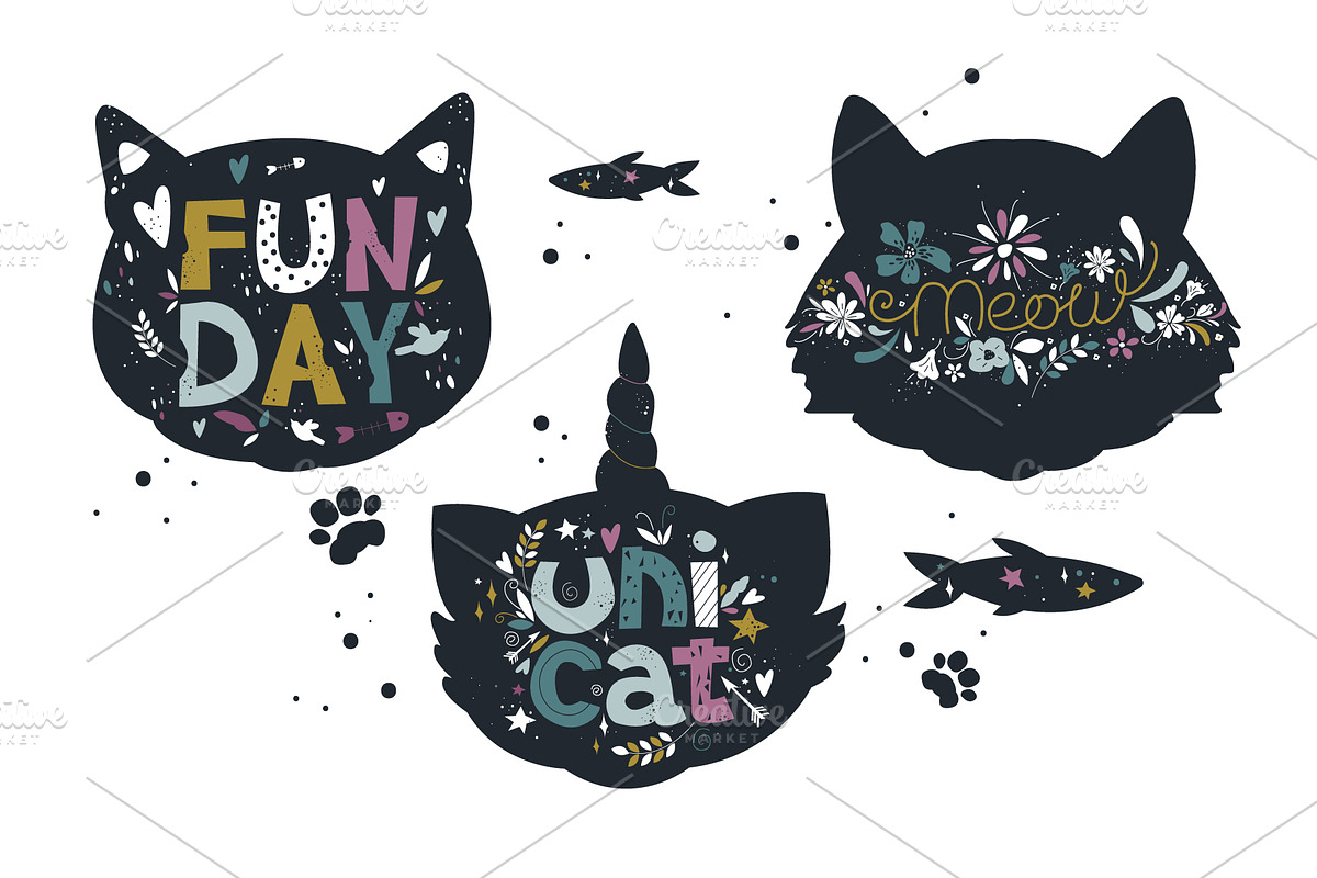 7 cat breed, lettering and pattern, a Texture Illustration by narinadraban (Photo 4 of 6)