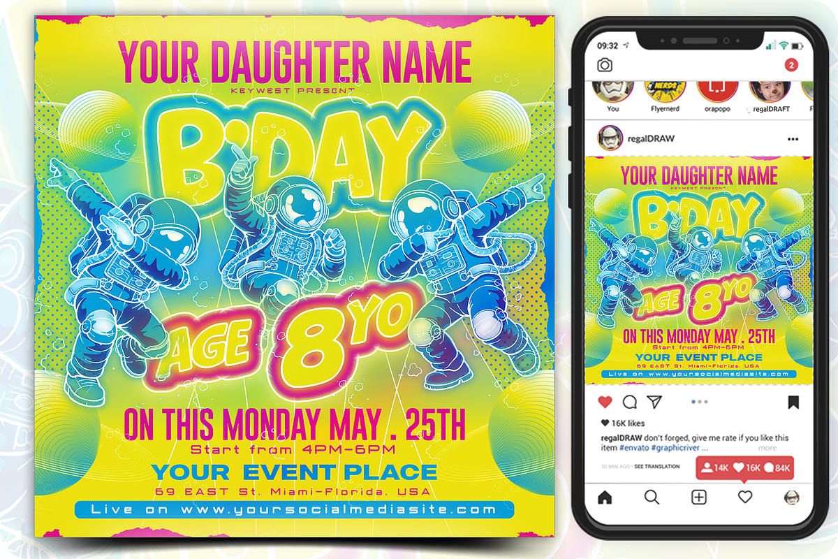 Birthday Flyer Template, a Flyer Template by regalDRAW (Photo 1 of 4)