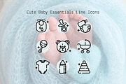 Cute Baby Essentials Line Icons, an Outline Icon by Lyolya Profitrolya (Thumbnail 1 of 2)