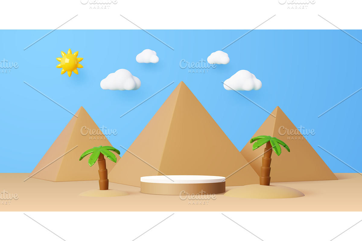 Sand podium stage in desert, a Decorative Illustration by Buch&Bee