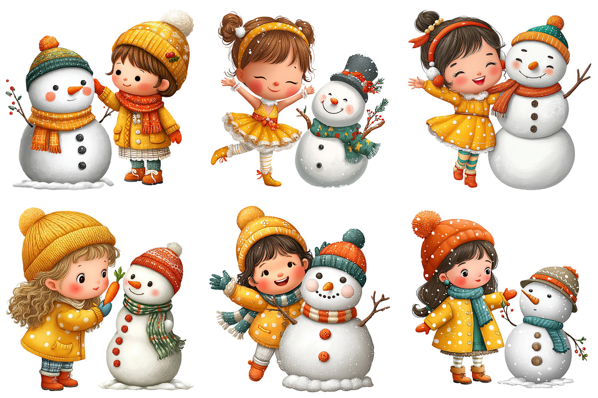 Christmas Girl with Snowman PNG, an Illustration by Craft Nest (Photo 4 of 11)