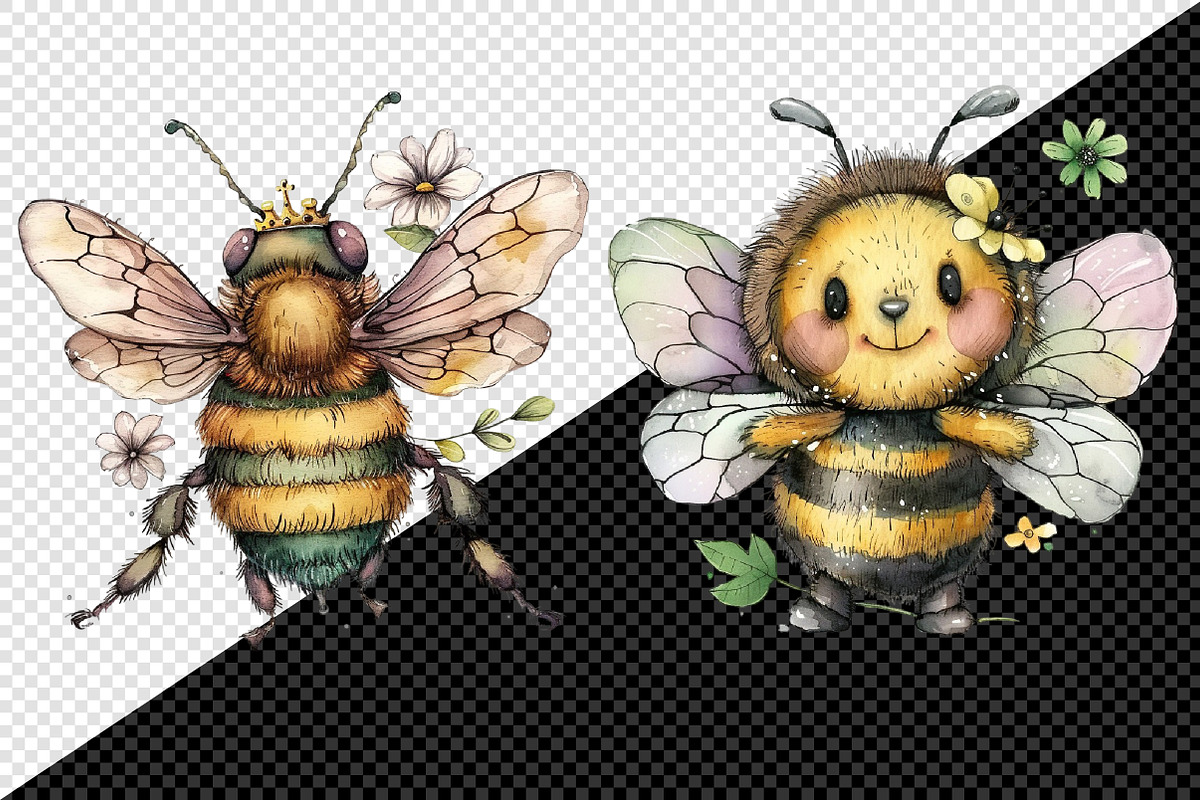 Watercolor Bee Png Clipart, an Illustration by Creative Art (Photo 2 of 8)