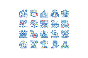 Democracy Government Politic Icons, an Object Illustration by pikepicture