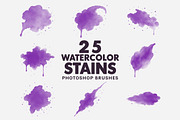 25 Watercolor Stains Brushes, a Brush Add-On by AB-TheDesigner (Thumbnail 1 of 4)