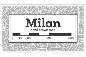 Milan Map In Retro Style.