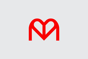 Letter M Love Heart Logo, a Branding & Logo Template by kurostd