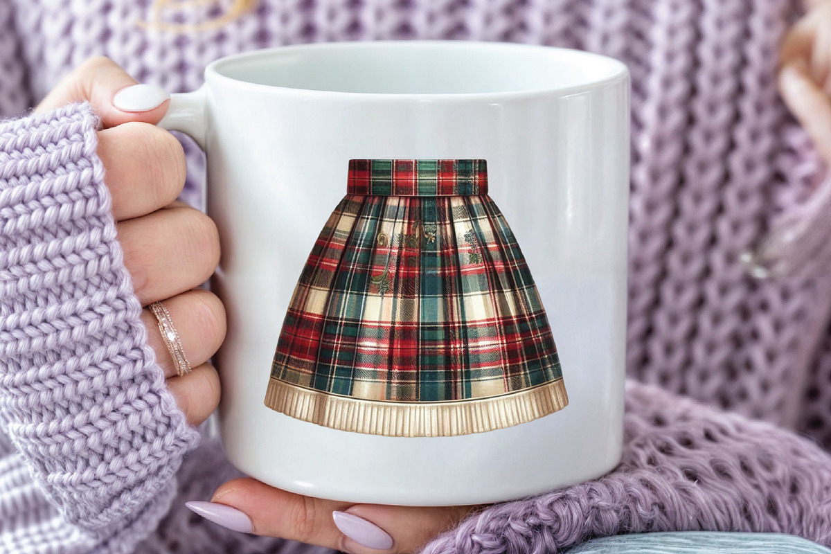 Watercolor Christmas Plaid Skirt PNG, an Illustration by CraftArtStudio (Photo 5 of 6)