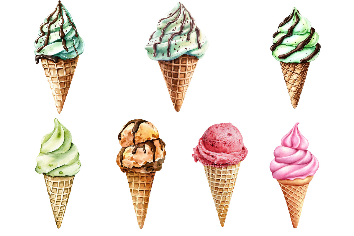 Summer Ice Cream Cones Clipart, an Illustration by Pixels.Craft (Photo 5 of 6)