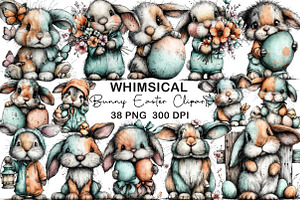 Whimsical Bunny Easter Clipart, an Illustration by CraftArtStudio