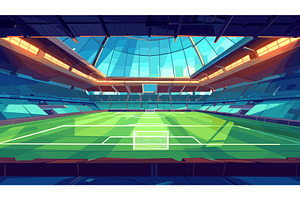 Football Stadium Pitch View Cartoon, a Sport Illustration by LadadikArt