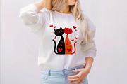 Quirky Valentines Cats Clipart  Bund, an Illustration by SVGArt (Thumbnail 6 of 8)