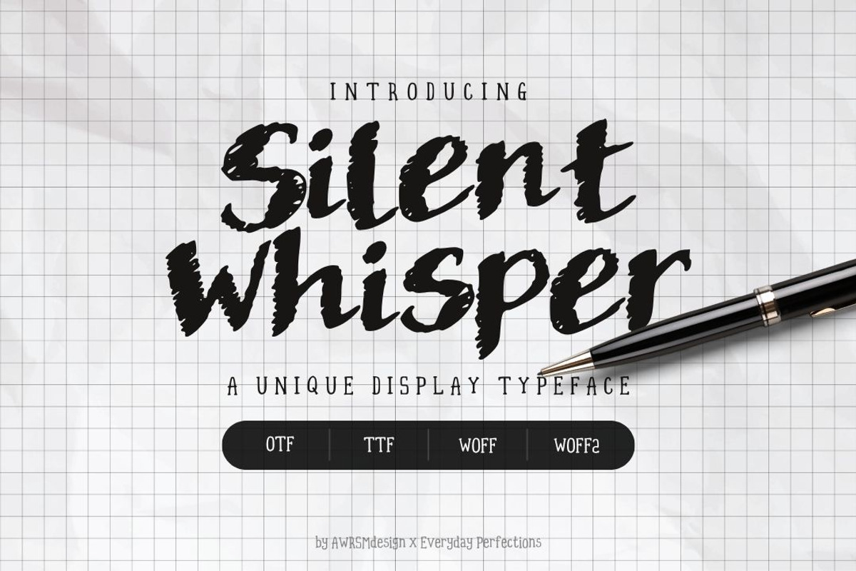 Silent Whisper | Doodle Display Font, a Handwritten Font by Everyday Perfection (Photo 1 of 5)