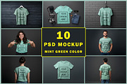 T-Shirt Mockup - Mint Green Edition, a Shirt Mockup by ForhadGFX (Thumbnail 1 of 12)