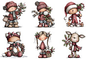 Whimsical Christmas Girls Clipart, an Illustration by DreamArtGraphic (Thumbnail 5 of 5)
