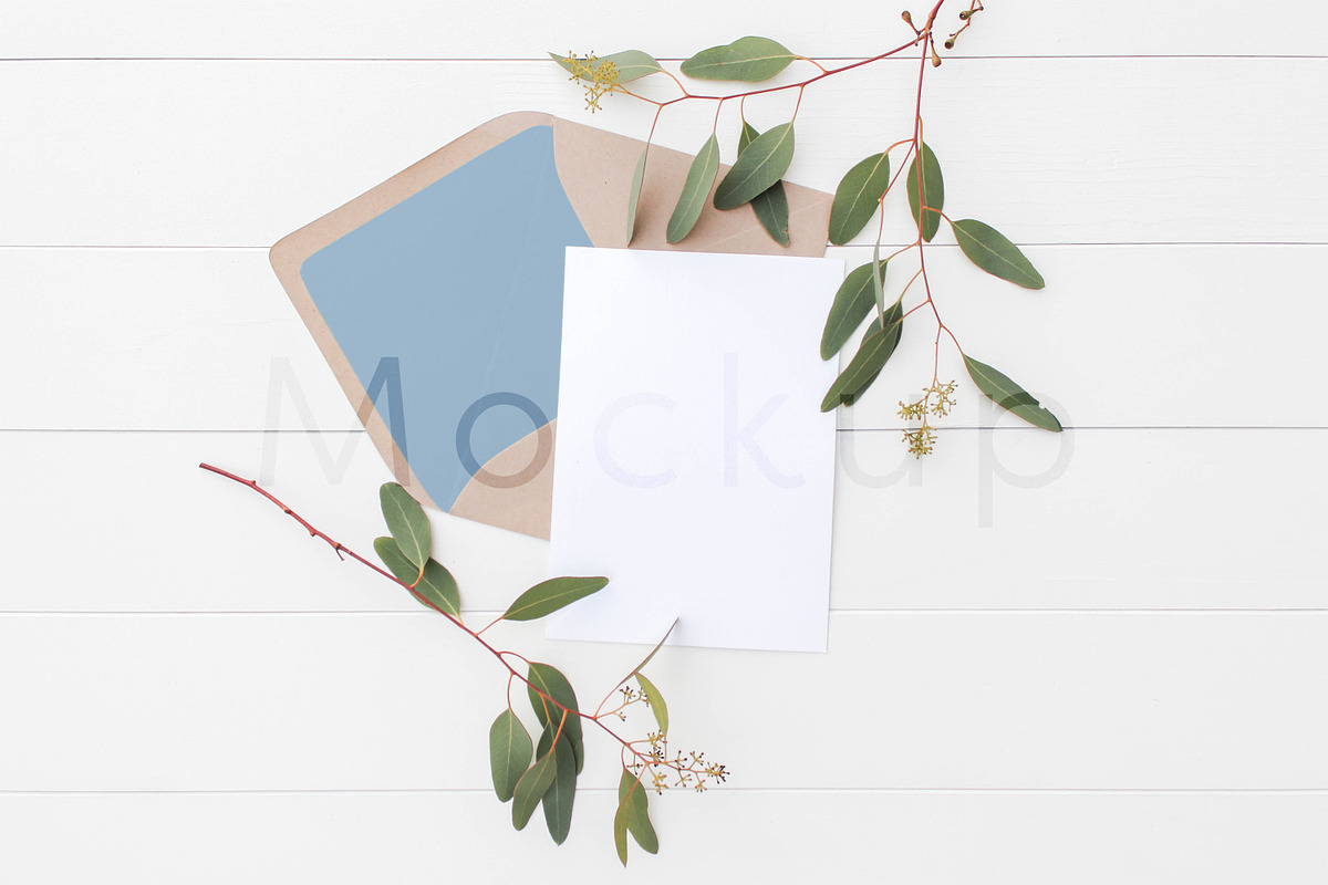 5x7 Invitation Mockup - Eucalyptus 6, a Print Template by ILLONA GRAPHICS (Photo 2 of 5)