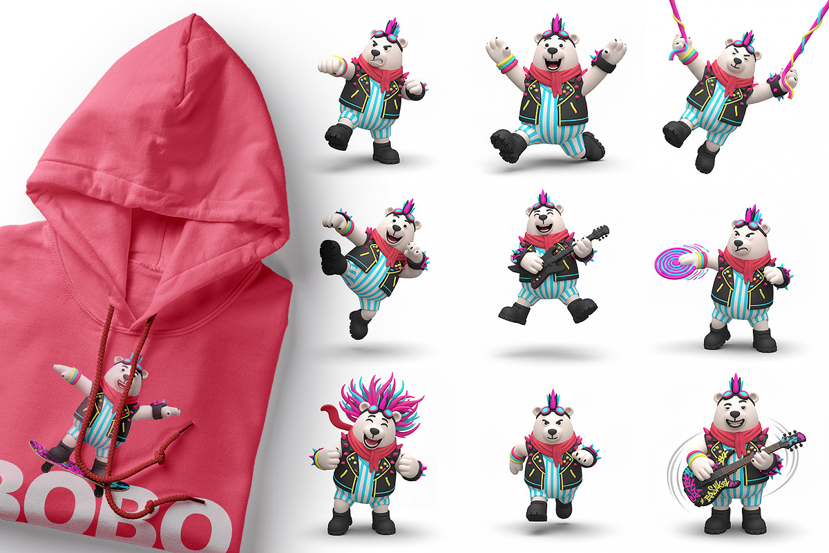 Bobo Spider-Punk, Clay 3D Clipart, a Seasonal Illustration by FactoryType Studio (Photo 5 of 9)