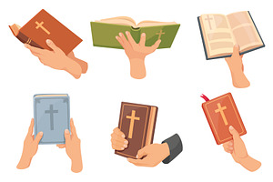 Hands holding bible. People prayer, an Illustration by Stock-Smart-Start