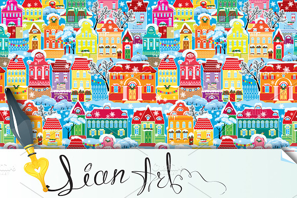 Seamless with houses. Christmas