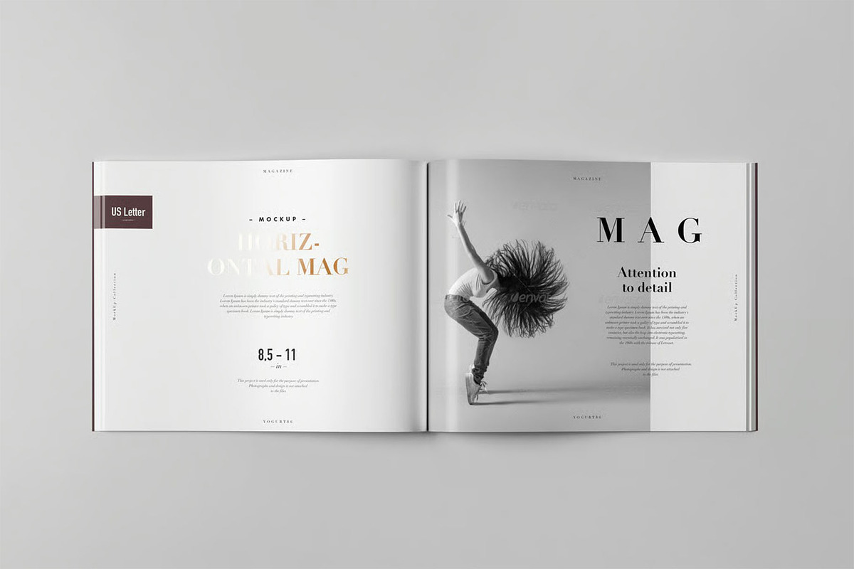 US Letter Horizontal Magazine Mockup, an Advertising Mockup by zippypixelstudio (Photo 2 of 13)