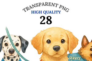 28 Service Dog Clipart, an Animal Illustration by Pati Charm Studio