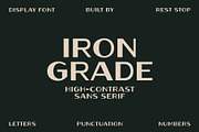 Iron Grade - Display Font, a Font by Rest Stop (Thumbnail 1 of 5)