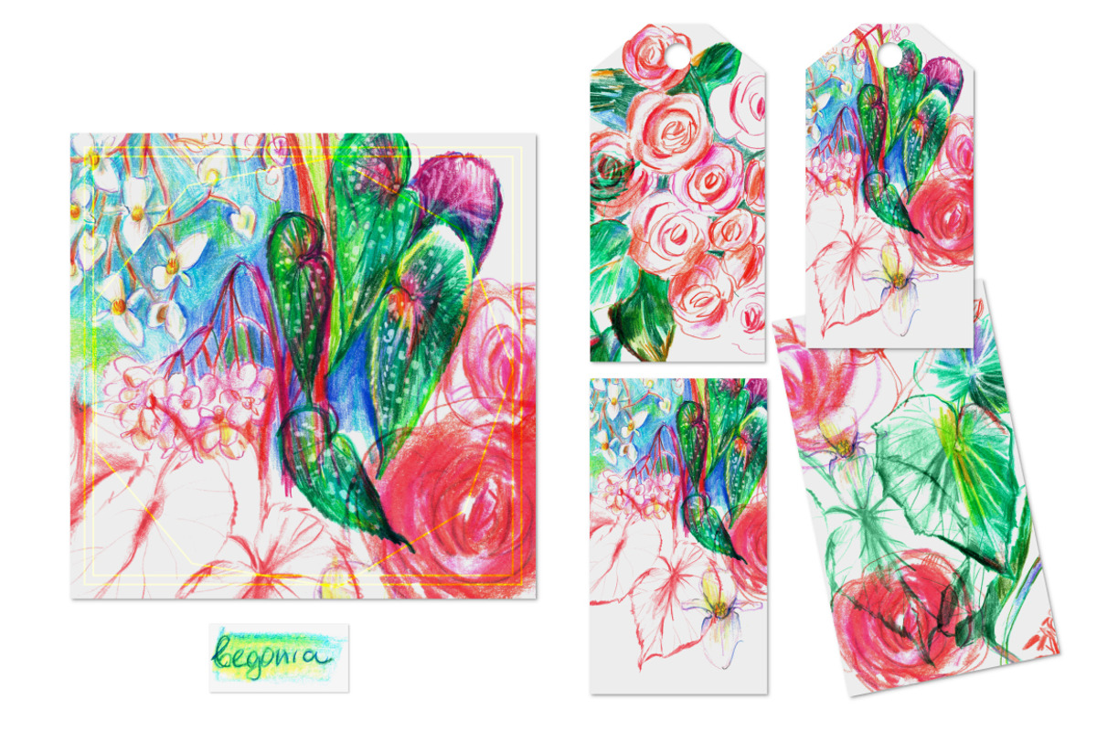 Begonia floral background, a Decorative Illustration by katya.bogina (Photo 3 of 5)