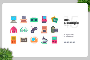 80’s Nostalgia Flat Icons, an Icon by Upnowgraphic