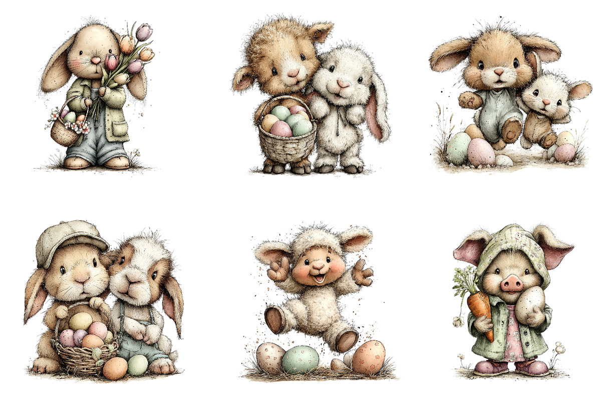 Easter Farm Animals Clipart, an Illustration by Dream Creation (Photo 6 of 6)