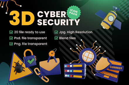 Cyber Security - 3D Icon Pack, a 3D by Katsu Design