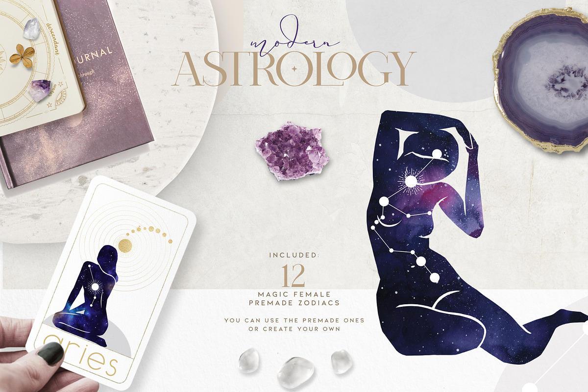 Watercolor Zodiac Galaxy Collection, a Decorative Illustration by beehouse studio (Photo 2 of 13)