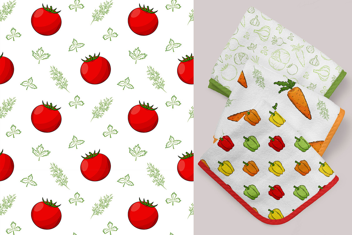 Vegetables. Cliparts and patterns, a Pattern Graphic by Valeria Soloveva (Photo 8 of 10)