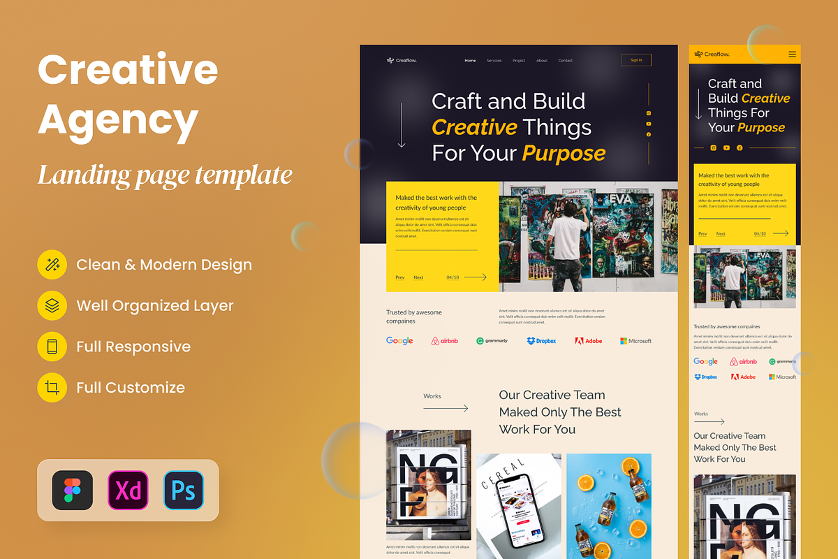 Creative Agency Landing Page, a Landing Page Template by SLAB! Design (Photo 1 of 4)