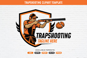 Trapshooting Badge Logo Clipart