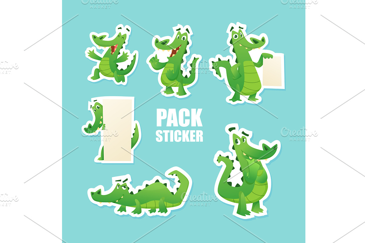 Crocodile. cartoon reptile sticker, an Animal Illustration by Onyx